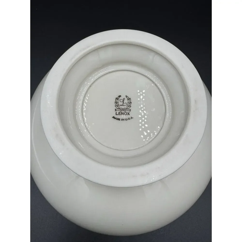 Vintage Lenox 7.5” Ivory China Footed Serving Bowl with 24K Gold Trim